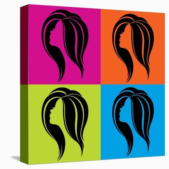 Girl's Profile in Pop-Art Style-Allaya-Stretched Canvas