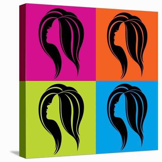 Girl's Profile in Pop-Art Style-Allaya-Stretched Canvas