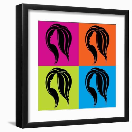 Girl's Profile in Pop-Art Style-Allaya-Framed Art Print