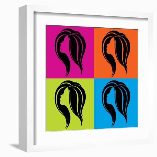 Girl's Profile in Pop-Art Style-Allaya-Framed Art Print