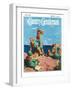 "Girl Scouts at Sea Shore," Country Gentleman Cover, July 1, 1932-Frank Bensing-Framed Premium Giclee Print