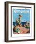 "Girl Scouts at Sea Shore," Country Gentleman Cover, July 1, 1932-Frank Bensing-Framed Giclee Print