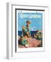 "Girl Scouts at Sea Shore," Country Gentleman Cover, July 1, 1932-Frank Bensing-Framed Giclee Print