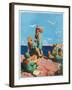 "Girl Scouts at Sea Shore,"July 1, 1932-Frank Bensing-Framed Giclee Print