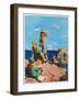 "Girl Scouts at Sea Shore,"July 1, 1932-Frank Bensing-Framed Giclee Print