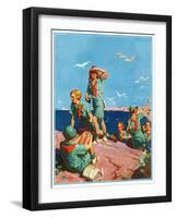 "Girl Scouts at Sea Shore,"July 1, 1932-Frank Bensing-Framed Giclee Print