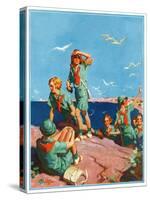 "Girl Scouts at Sea Shore,"July 1, 1932-Frank Bensing-Stretched Canvas