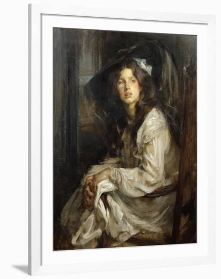 Girl Seated in a Chair-James Jebusa Shannon-Framed Giclee Print