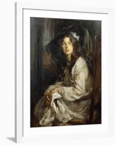 Girl Seated in a Chair-James Jebusa Shannon-Framed Giclee Print