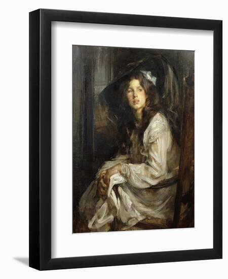 Girl Seated in a Chair-James Jebusa Shannon-Framed Giclee Print