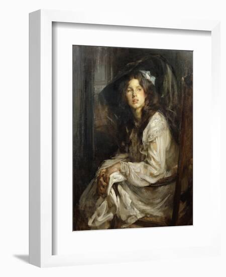 Girl Seated in a Chair-James Jebusa Shannon-Framed Giclee Print