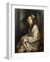 Girl Seated in a Chair-James Jebusa Shannon-Framed Giclee Print