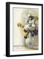 Girl Seated on a Vase Smoking and Playing the Cymbals-null-Framed Giclee Print