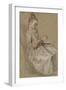 Girl Seated with a Book of Music on Her Lap (Black-Jean Antoine Watteau-Framed Giclee Print