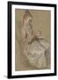 Girl Seated with a Book of Music on Her Lap (Black-Jean Antoine Watteau-Framed Giclee Print