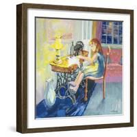 Girl Sewing, 2000-Joan Thewsey-Framed Giclee Print