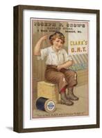 Girl Sewing Button on Trousers-null-Framed Giclee Print