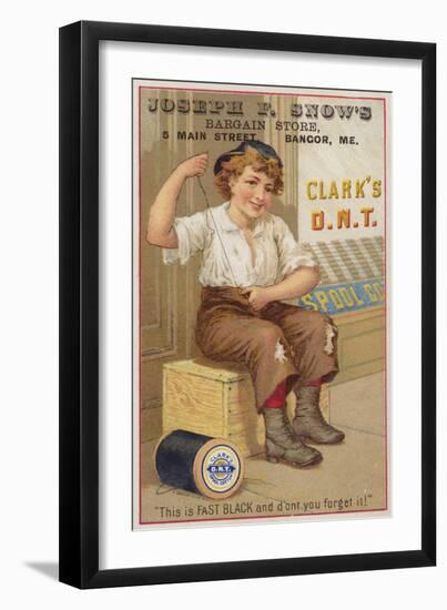 Girl Sewing Button on Trousers-null-Framed Giclee Print