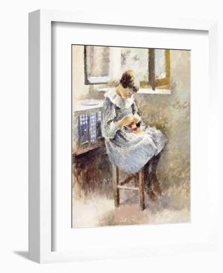 Girl Sewing-Theodore Robinson-Framed Giclee Print