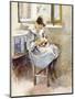 Girl Sewing-Theodore Robinson-Mounted Giclee Print