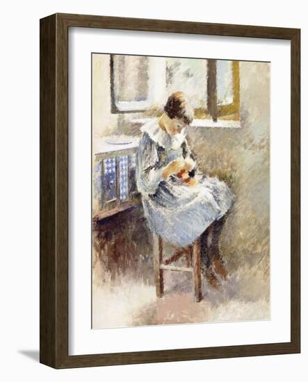 Girl Sewing-Theodore Robinson-Framed Giclee Print