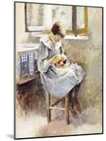 Girl Sewing-Theodore Robinson-Mounted Giclee Print