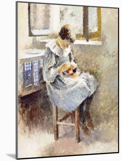 Girl Sewing-Theodore Robinson-Mounted Giclee Print