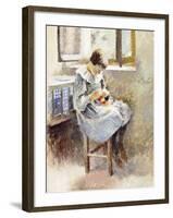 Girl Sewing-Theodore Robinson-Framed Giclee Print