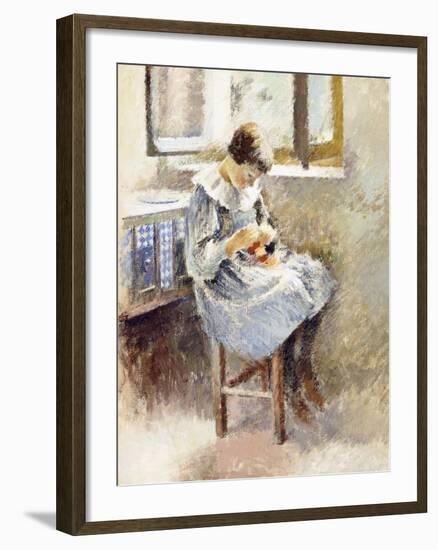 Girl Sewing-Theodore Robinson-Framed Giclee Print