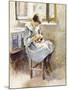 Girl Sewing-Theodore Robinson-Mounted Giclee Print