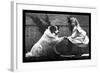 Girl Shaking Hands with Dog-null-Framed Art Print