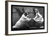 Girl Shaking Hands with Dog-null-Framed Art Print