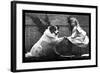 Girl Shaking Hands with Dog-null-Framed Art Print