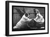 Girl Shaking Hands with Dog-null-Framed Art Print