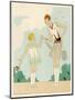 Girl Shows Her Younger Sister How to Hold Her Tennis Racquet-null-Mounted Art Print