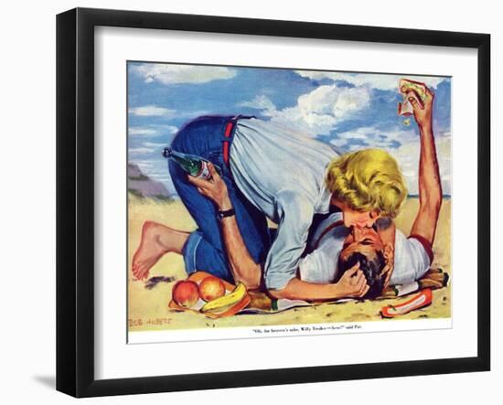 Girl Shy  - Saturday Evening Post "Leading Ladies", August 13, 1955 pg.24-Bob Hillbert-Framed Giclee Print