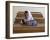 Girl Sits Alone in Her Class Room During a Break in Aftabachi School in Eastern Afghanistan-null-Framed Photographic Print