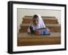 Girl Sits Alone in Her Class Room During a Break in Aftabachi School in Eastern Afghanistan-null-Framed Photographic Print