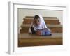 Girl Sits Alone in Her Class Room During a Break in Aftabachi School in Eastern Afghanistan-null-Framed Photographic Print