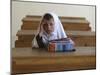 Girl Sits Alone in Her Class Room During a Break in Aftabachi School in Eastern Afghanistan-null-Mounted Photographic Print