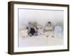 Girl Sitting Against Wall with Dolls and Teddy Bear-Nora Hernandez-Framed Giclee Print