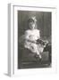 Girl Sitting on Table-null-Framed Art Print