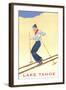 Girl Skiing, Lake Tahoe-null-Framed Art Print