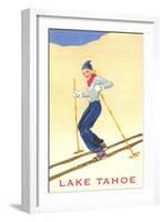 Girl Skiing, Lake Tahoe-null-Framed Art Print