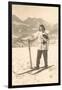 Girl Skiing with Cat-null-Framed Art Print