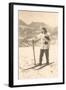 Girl Skiing with Cat-null-Framed Art Print