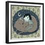 Girl Sleeps with Cat-Elena Barenbaum-Framed Art Print