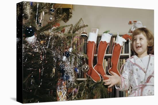 Girl Smiling on Christmas Morning-William P. Gottlieb-Stretched Canvas