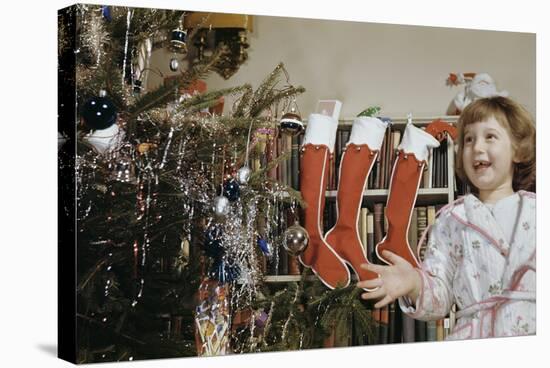 Girl Smiling on Christmas Morning-William P. Gottlieb-Stretched Canvas