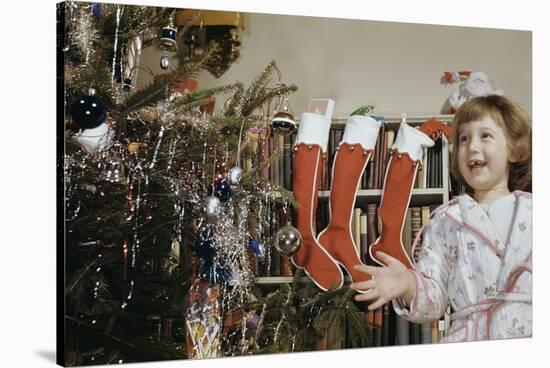 Girl Smiling on Christmas Morning-William P. Gottlieb-Stretched Canvas